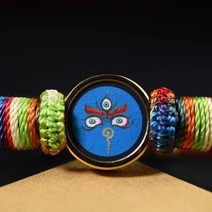 Tibetan Five Jambhala Wealth Eye Gau Box Handwoven Bracelet - Tangka Art, All-Around Prosperity & Protection