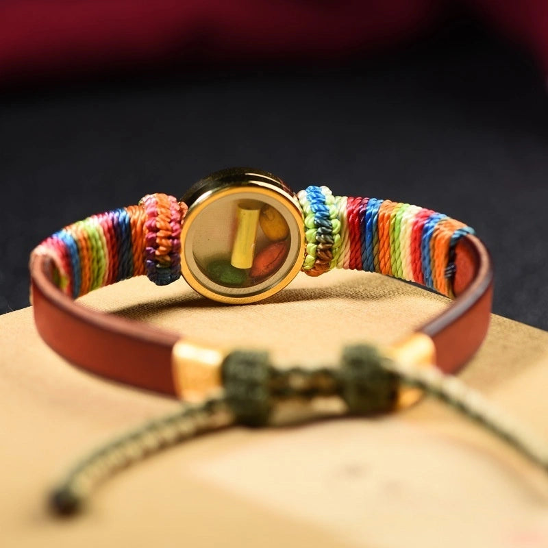 Tibetan Five Jambhala Wealth Eye Gau Box Handwoven Bracelet - Tangka Art, All-Around Prosperity & Protection