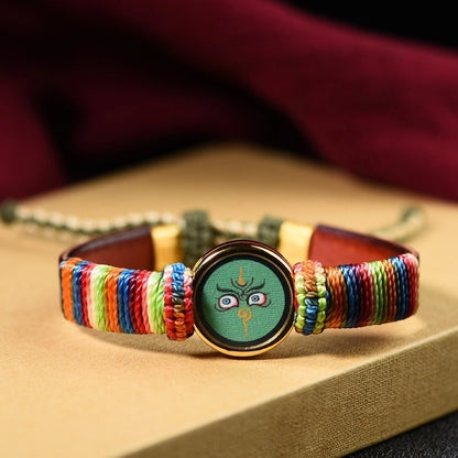 Tibetan Five Jambhala Wealth Eye Gau Box Handwoven Bracelet - Tangka Art, All-Around Prosperity & Protection