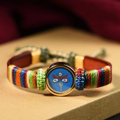 Tibetan Five Jambhala Wealth Eye Gau Box Handwoven Bracelet - Tangka Art, All-Around Prosperity & Protection