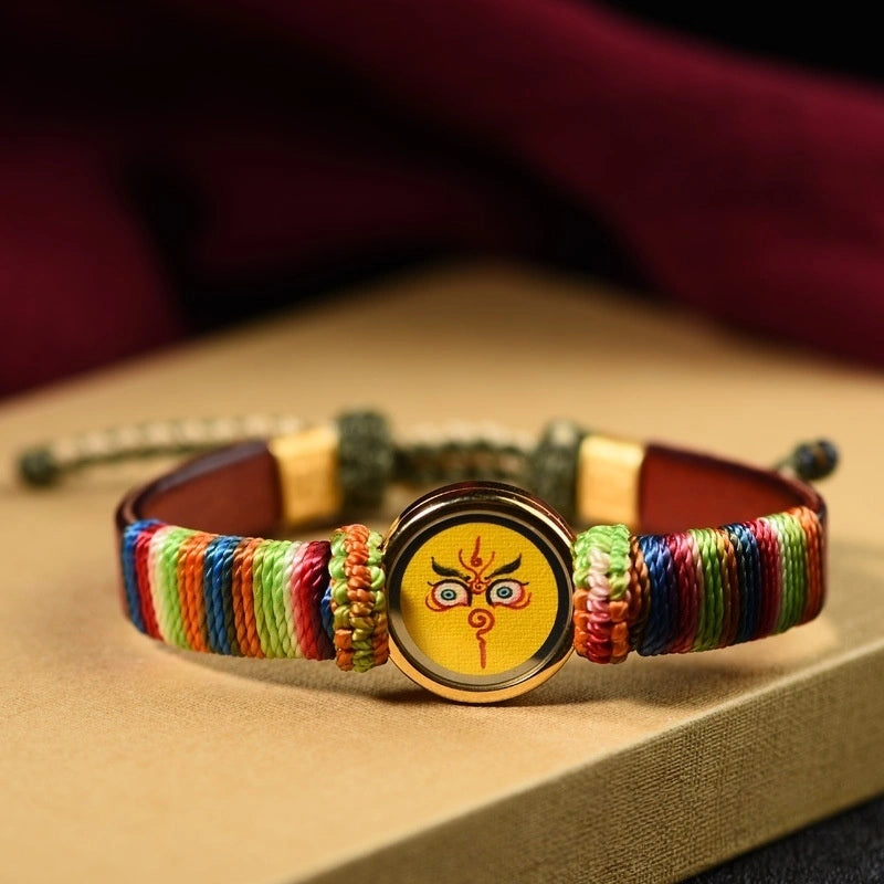 Tibetan Five Jambhala Wealth Eye Gau Box Handwoven Bracelet - Tangka Art, All-Around Prosperity & Protection