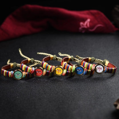 Tibetan Five Jambhala Wealth Eye Gau Box Handwoven Bracelet - Tangka Art, All-Around Prosperity & Protection