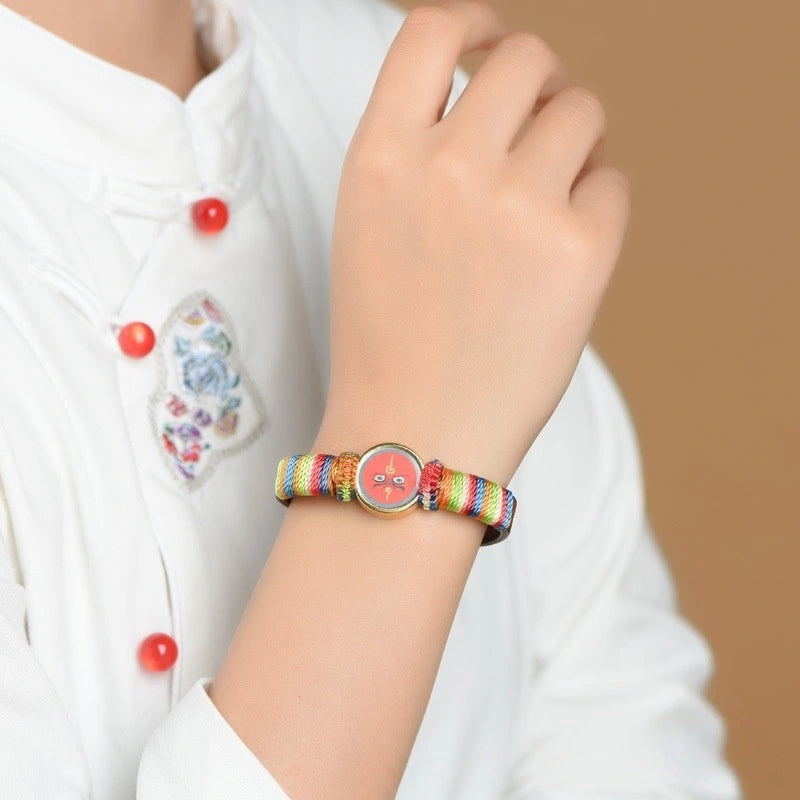 Tibetan Five Jambhala Wealth Eye Gau Box Handwoven Bracelet - Tangka Art, All-Around Prosperity & Protection