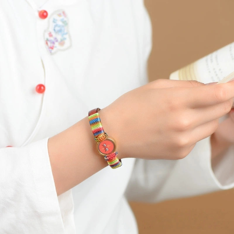 Tibetan Five Jambhala Wealth Eye Gau Box Handwoven Bracelet - Tangka Art, All-Around Prosperity & Protection