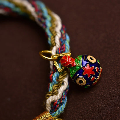 Tibetan Handwoven Gold-Eating Beast with Five-Color Adjustable String Bracelet - Wealth Attraction & Tibetan Ethnic Charm