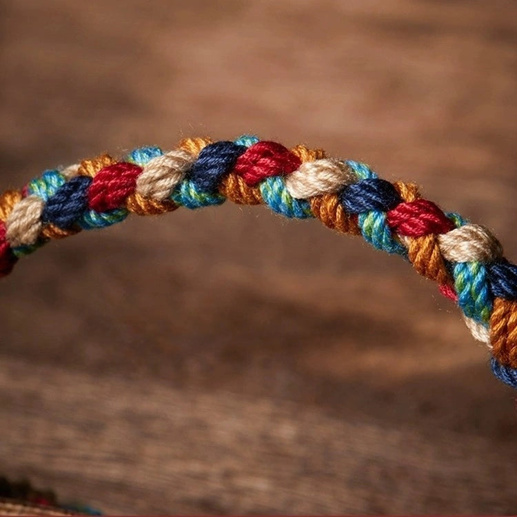 Tibetan Handwoven Year of Birth Five-Color Couple Bracelet - Hand-Spun Cotton, Tibetan Tassel & Adjustable - Flat/Snake Knots, Four-Layer Braid