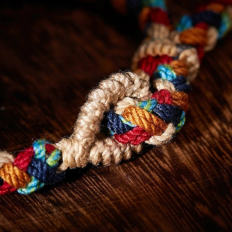 Tibetan Handwoven Year of Birth Five-Color Couple Bracelet - Hand-Spun Cotton, Tibetan Tassel & Adjustable - Flat/Snake Knots, Four-Layer Braid
