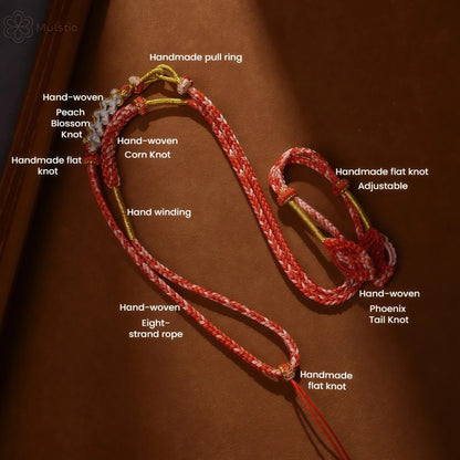 Tibetan Two-Tone Asymmetric Braided String Necklace - Adjustable Lanyard Cord