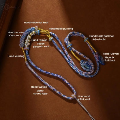 Tibetan Two-Tone Asymmetric Braided String Necklace - Adjustable Lanyard Cord