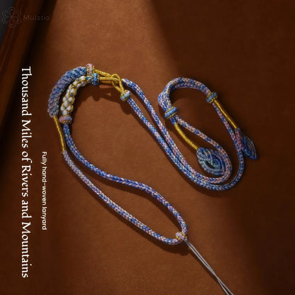 Tibetan Two-Tone Asymmetric Braided String Necklace - Adjustable Lanyard Cord