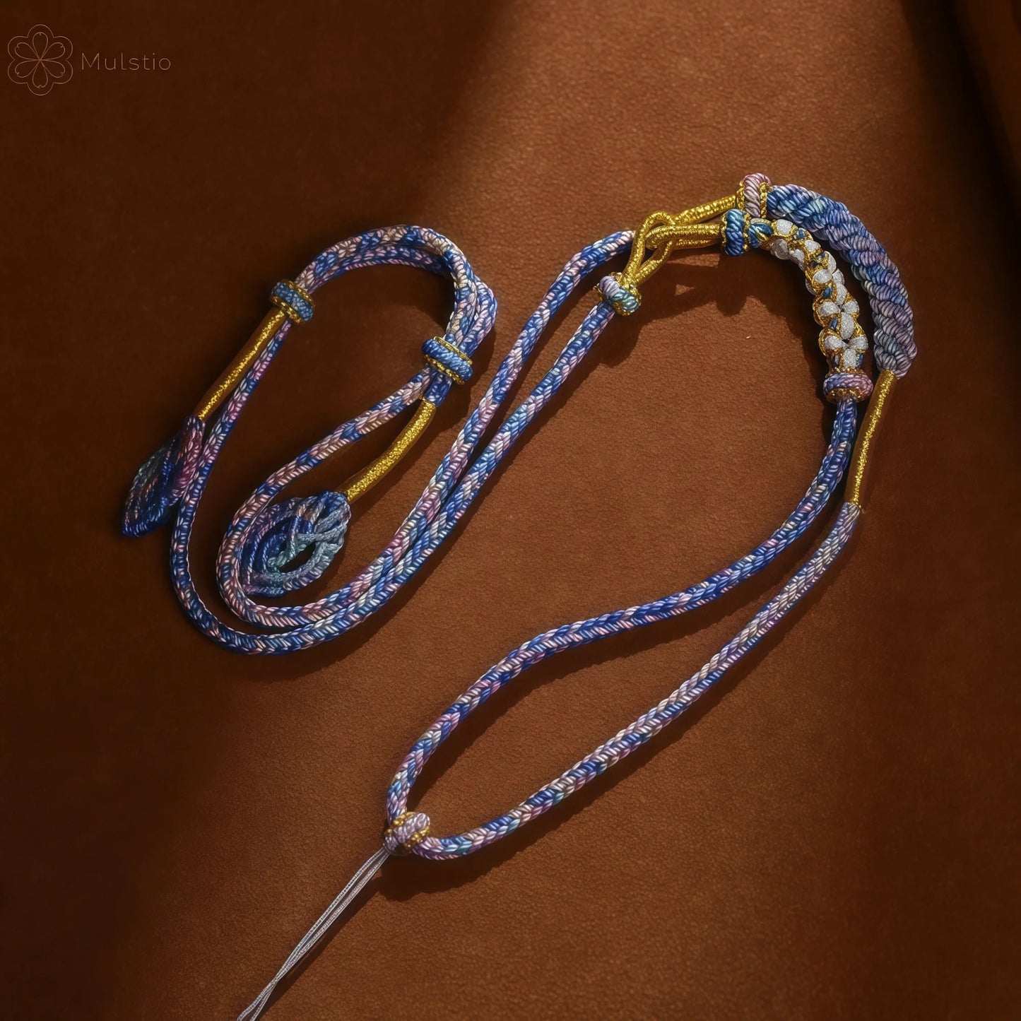 Tibetan Two-Tone Asymmetric Braided String Necklace - Adjustable Lanyard Cord