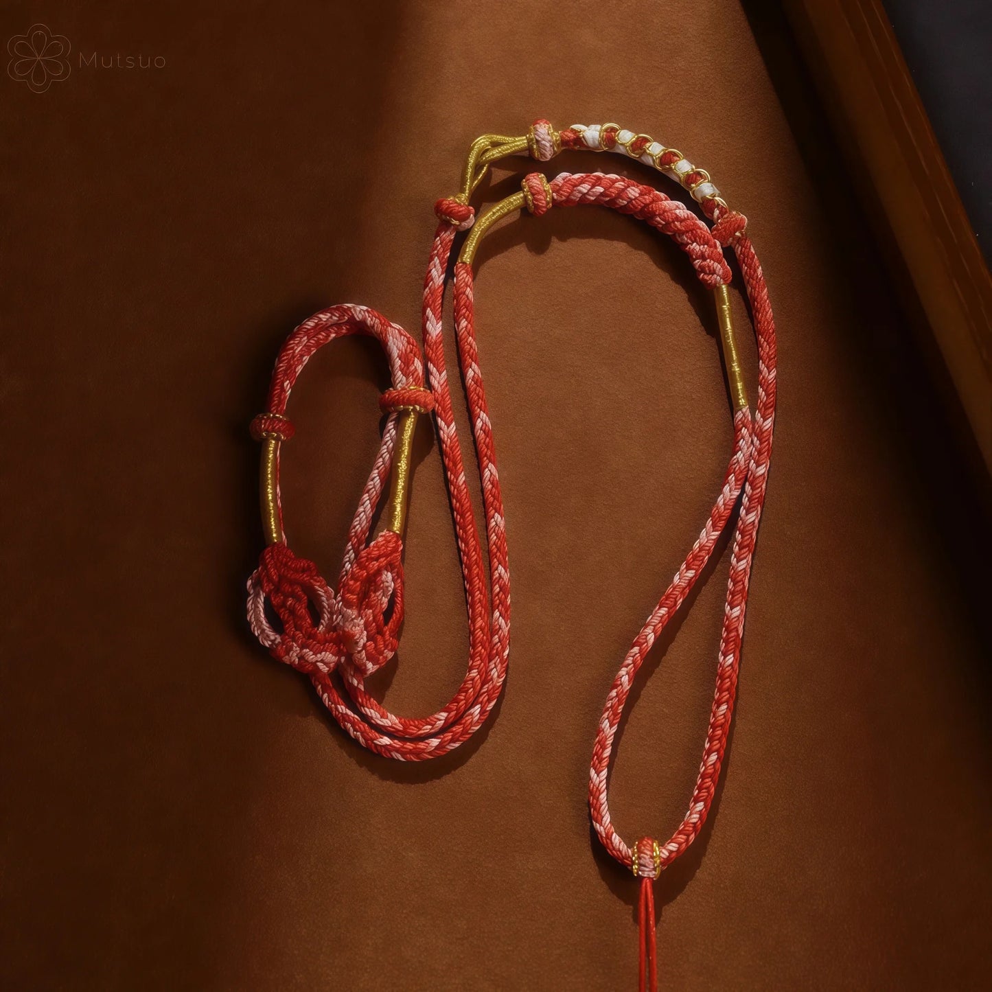 Tibetan Two-Tone Asymmetric Braided String Necklace - Adjustable Lanyard Cord