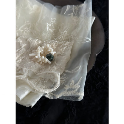 White Coral and Serpentine Stretchable Beaded Ring