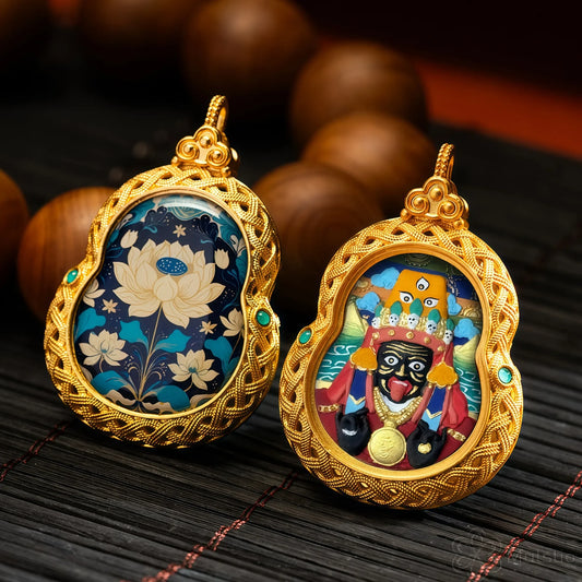 Zhaly Gyalmo Handmade Thangka Gahu Pendant - Fortune & Protection Talisman