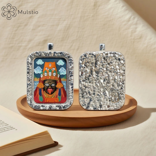 Zhaly Gyalmo Silver Handmade Thangka Pendant - Fortune Protection Talisman