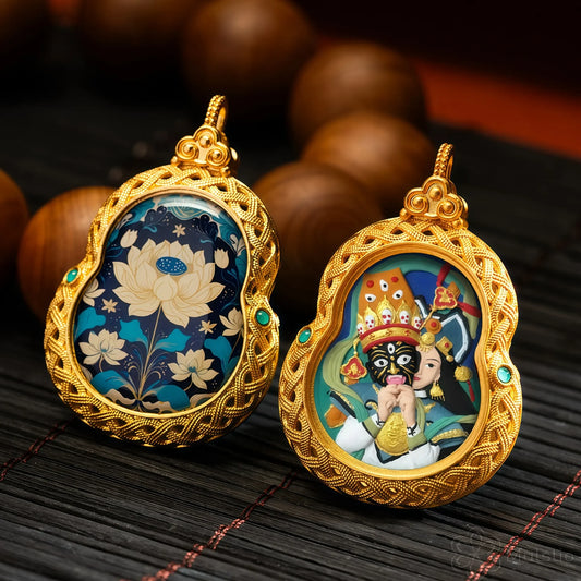 Samsara Wheel Handmade Thangka Gahu Pendant - Transformation & Rebirth Talisman